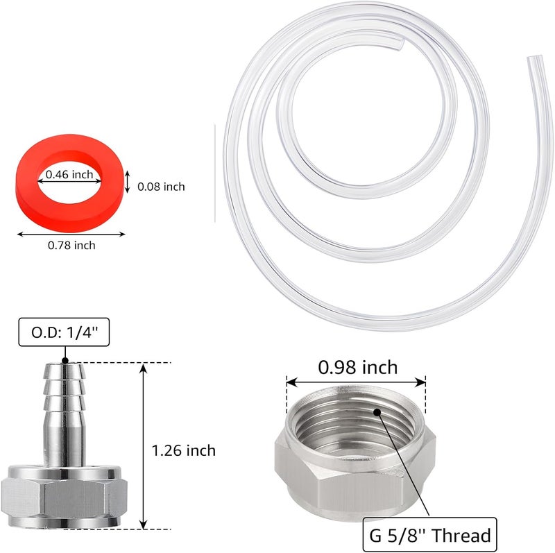 WELLBOM 5FT Kegerator Beer Lines with Barb Fitting Connector, 3/16" ID 7/16" OD Keg Lines Replacement Kit for Brewing Beer Keg Tap Tower, D Keg Coupler - Image 5